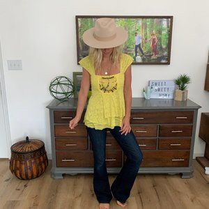 Free People Vintage Beaded Uneven Hem Top